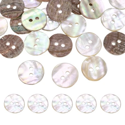 26Pcs Natural Shell Buttons,15mm 2 Holes Pearl Button,Beige - Image 1 of 4