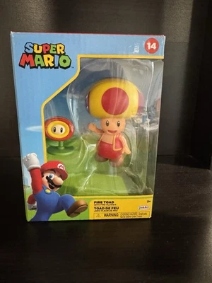 2021 Jakks Pacific Super Mario FIRE TOAD Figure W/ Fire Flower #14 New Sealed - Image 1 of 4