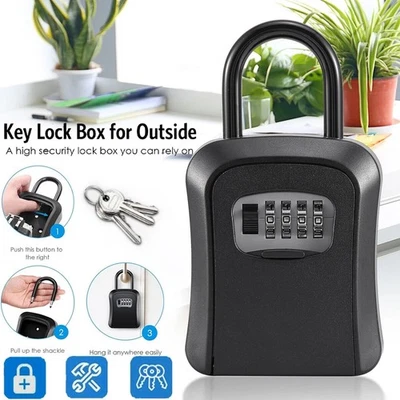 Key Lock Box for Outside-Combination Lockbox for House Key-Portable/Wall Mounted - Image 1 of 4