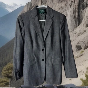 Ralph Lauren Womens Petite Grey Tweed  Wool Blend Sport Suit Coat Blazer Size 4P - Picture 1 of 6