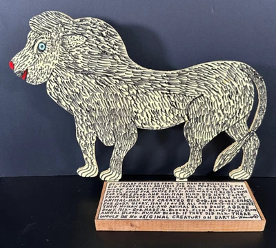 De colección 1995 Original Howard Finster Arte Popular Firmado MAN OF VISIONS León Foto 1 de 4