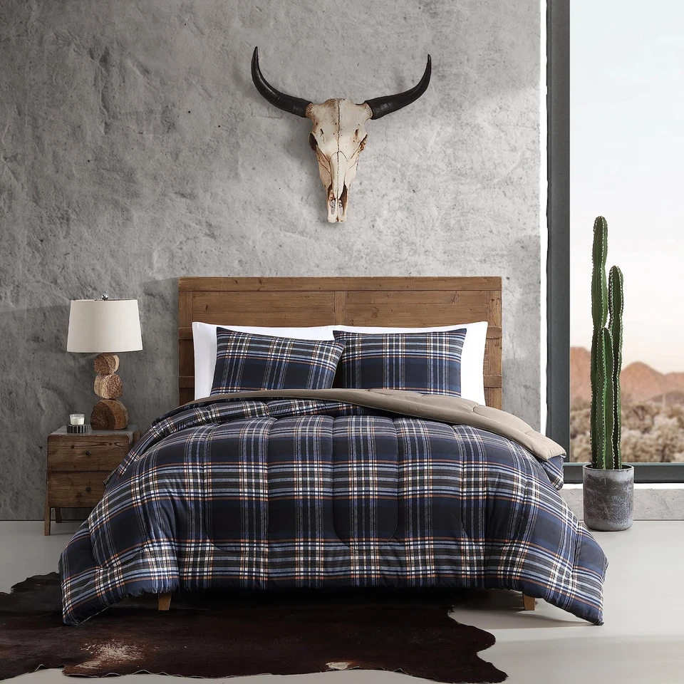 Wrangler 3pc Full/Queen City Flats Plaid Duvet Set Blue