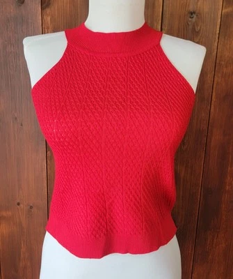 Women XS Red Sleeveless Crop Top Extra Small Stretch Tank Summer Casual Clubwear - Image 1 of 4