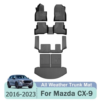 TPE Floor Mats Cargo Liners Set Accessories Fit for 2016-2023 Mazda CX-9 7-Seats - Image 1 of 4