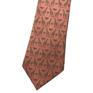 HERMES Neck tie Pink Orange Silk Logo japan seller N0204 22 Made in France - Picture 1 of 3