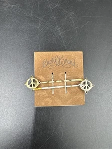 LUCKY BRAND! Peace Symbol Barrette Hair Pin Clip Gold And Silver Color Bobby Pin - Picture 1 of 3