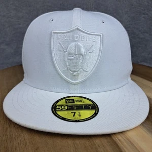 Las Vegas Raiders Hat Cap Mens Fitted 7 1/8 White Logo NFL Logo Football Mens - Picture 1 of 6