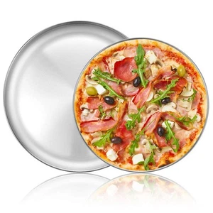 Pizza Baking Pan Pizza Tray - Stainless Steel Round Pizza Baking Sheet, Heavy... - Picture 1 of 7
