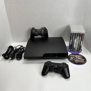 Sony PlayStation 3 Slim CECH-3001B 320GB Bundle w/ 7 Games 2 Controllers Tested - Picture 1 of 24