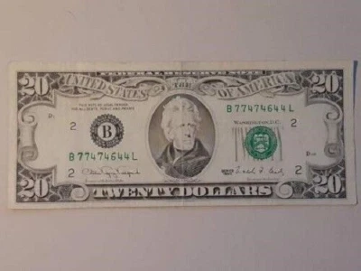 1990 $20 Bill Series B-New York Circulated B 77474644 L Federal Reserve Note - Image 1 of 4