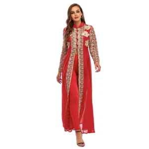 Muslim Women Two Piece Abaya Dress Pants Set Dubai Kaftan Arab Robe Clothing - Picture 1 of 226