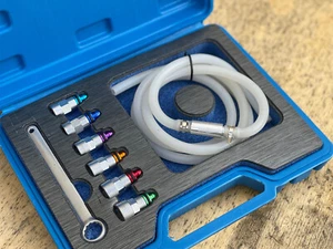 8pc Brake Clutch Oil Bleeder Bleed Extractor Wrench 12 Pts Socket & Check Valve - Picture 1 of 8