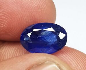 3.41 Cts Birthstone Natural Blue Sapphire, Oval Shape Cut Stone For Ring Use
