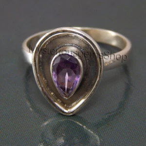Purpl Amethyst Ring  Gemstone Silver Ring  Amethyst Jewelry  Rings for Women - Picture 1 of 2