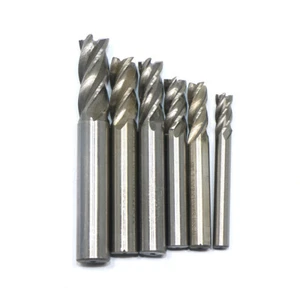 6pcs 6.5-11.5mm HSS Straight Shank 4 Flute End Mill Cutter CNC Drill Bit Tool - Picture 1 of 4