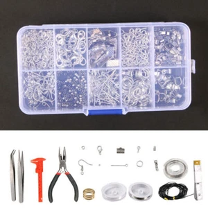 Jewelry Making Kit Beading Repair Tools Craft Supplies Bead DIY Silver USA - Picture 1 of 11