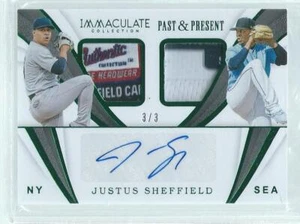 JUSTUS SHEFFIELD 2019 IMMACULATE PAST & PRESENT DUAL PATCH AUTO GREEN RC #D 3/3 - Picture 1 of 1