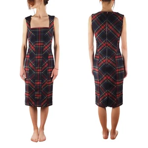 Dolce & Gabbana Women's D&G Vintage Plaid Wool Knee Length Dress size 42 - Picture 1 of 13