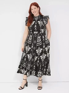 Lane Bryant ~ Vestido Midi Princesa-Corpiño Cuello Simulado ~ Talla 14 ~ Nuevo con Etiquetas - Imagen 1 de 3