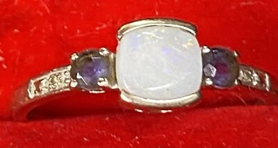 Juego de oro blanco Opal Iolite 10k Foto 1 de 4