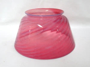 ANTIQUE CRANBERRY OPALESCENT SWIRL LAMP SHADE 4" FITTER GAS OR BANQUET OIL LAMP - Picture 1 of 8