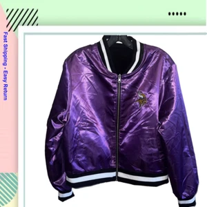 NFL Women's Minnesota Vikings Full Zip Reversible Bomber Jacket, Purple, M - Picture 1 of 5