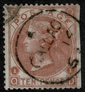 1867 GB Used Abroad CALLAO C38 10d Red-Brown SG 110 Z 51 Pl 1 QD GU Cat. £275.00 - Picture 1 of 1