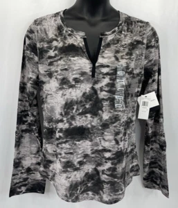 Calvin Klein Long Roll Tab Sleeve Deep V Neck Pullover T Shirt Womens Sz L NWT - Picture 1 of 8