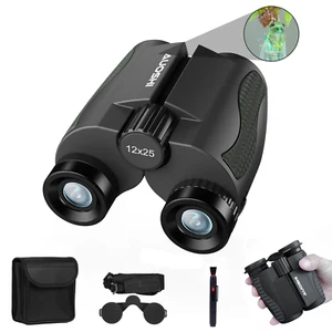 12x25 Kompakt Fernglas für Erwachsene & Kinder - HD, wasserdicht, rutschfest für Vogel W - Bild 1 von 12