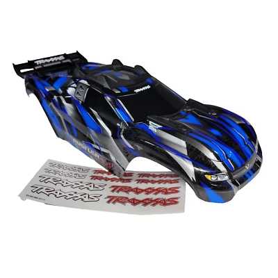 Se adapta a Traxxas Rustler Ultimate 4X4 VXL cuerpo pintado azul calcomanías de fábrica sin clip Foto 1 de 4