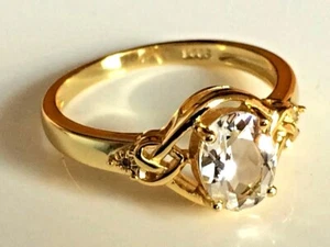 White Topaz Ring Natural 8x6mm Stone Solid Sterling Silver Sizes 6.5 to 10 US - Picture 1 of 10
