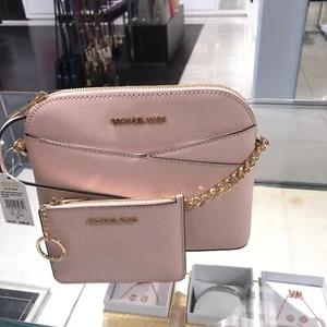 MICHAEL KORS JET SET TRAVEL DOME CROSSBODY BAG + COIN ID WALLET POWDER BLUSH - Bild 1 von 2