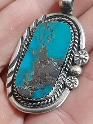 ciondolo per catena argento 925  turchese arizona morenci raro Navajo  - Immagine 1 di 4