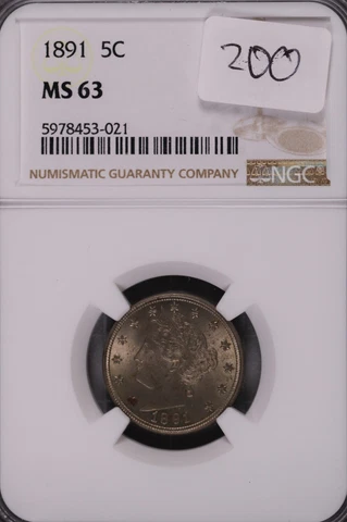 1891 Liberty V Nickel - NGC MS-63 #021 Cover
