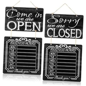 Business Hours Sign Open and Closed Sign Rustic Welcome Chalk Boards Black - Picture 1 of 8