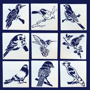 Bird Stencils Set of 9 Reusable 15.2cm Craft Templates for Painting & Art - Picture 1 of 11