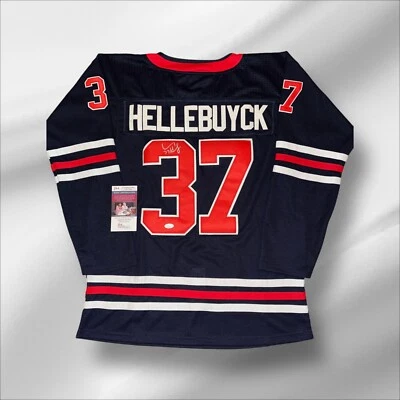 CONNOR HELLEBUYCK WINNIPEG JETS SIGNED / AUTOGRAPHED CUSTOM JERSEY JSA COA NICE! - Image 1 of 3