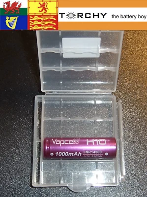 Vapcell 10A  14500 H10 1000mAh IMR 3.7v Rechargeable Battery and protective case - Image 1 of 4