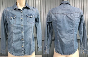Forever 21 Blue Denim Snap Womens Shirt Size Small Cotton - Picture 1 of 8