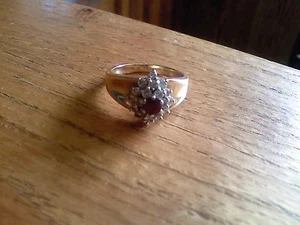 14K Yellow Gold/White Gold Top  Ruby and Diamond Cluster/Fancy Ring / 5.1 grams - Picture 1 of 1