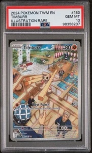 2024 POKEMON TWM EN-TWILIGHT MASQUERADE ILLUSTRATION RARE #183 TIMBURR PSA 10 - Picture 1 of 2