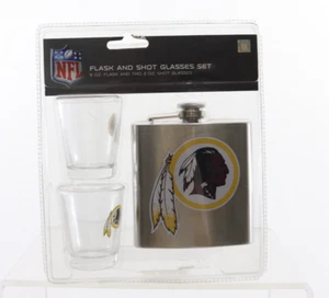 NFL Washington Redskins 6 Oz Flask And 2 2 Oz Shot Glasses Sealed - Picture 1 of 2