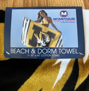 Toalla de playa Missouri Tigers 30" x 60" 100 % algodón McArthur Win Craft MIZZOU - Imagen 1 de 4