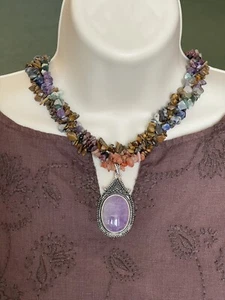 Gemstones Amethyst Pendant Necklace Chakra Fengshui - Picture 1 of 5