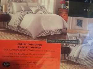 NEU West Point Buckley Chevron grau grau Bettbezug Wende Twin Neu in Verpackung $ 80 - Bild 1 von 5