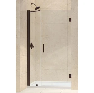 UNIDOOR Shower Door 35-43 x H72,OR Bronze,S.Black w/Support Arm or Glass Shelves - Picture 1 of 12