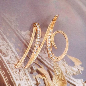 Diamant Nieten Brosche Neu Personalisiert 26 Gold Englisches Alphabet Brosche - Bild 1 von 46