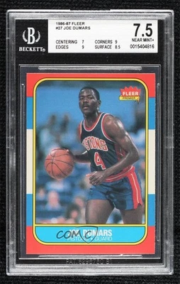 1986-87 Fleer Joe Dumars #27 BGS 7.5 Rookie RC HOF - Image 1 of 2