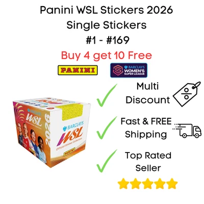 Panini Women's Super League WSL 2026 Stickers #1 - 169 Buy 4 get 10 Free