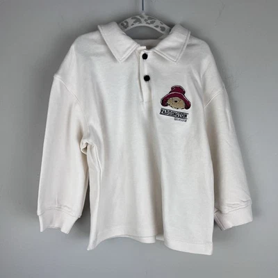 NUEVO CON ETIQUETAS H&M Niños Paddington Oso Collab Manga Larga Polo Crema Camisa Talla 2T Foto 1 de 4